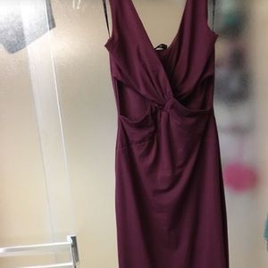 Burgundy v-cut long dress